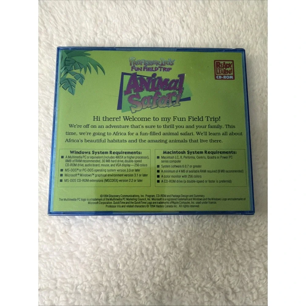 Professor Iris Animal Safari Fun Field Trip PC CD ROM WIN MAC 1994 Ready Set Lea